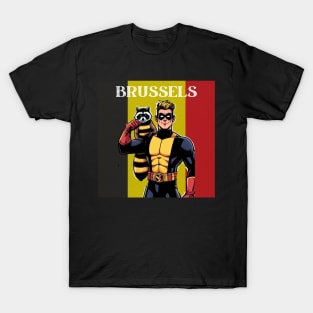 Brussels Comic Book Superhero Raccoon Belgian T-Shirt